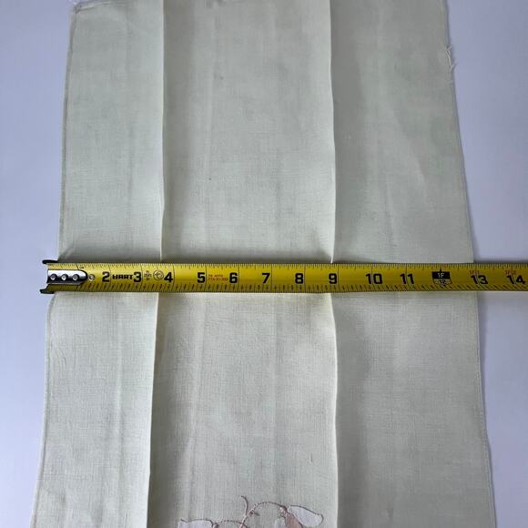 Set Vintage Tea Towel Embroidered Lace Applique Flowers Large Table Doily Linens - Picture 7 of 9